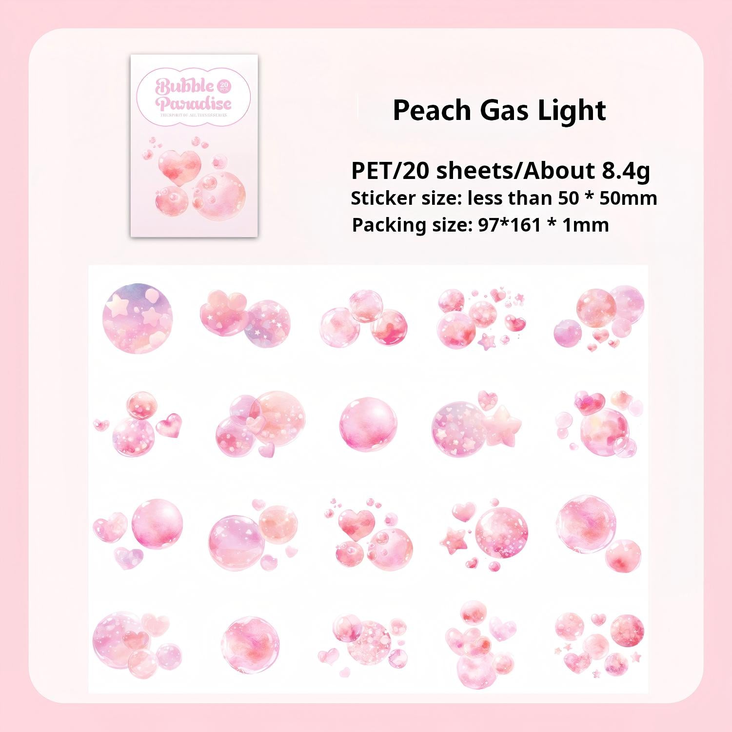 260128 Dreamy bubble PET sticker -20Pcs each pack