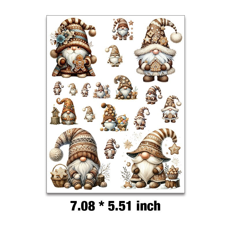E-79- Gingerbread cookie gnome Embossed sticker 1 Pcs