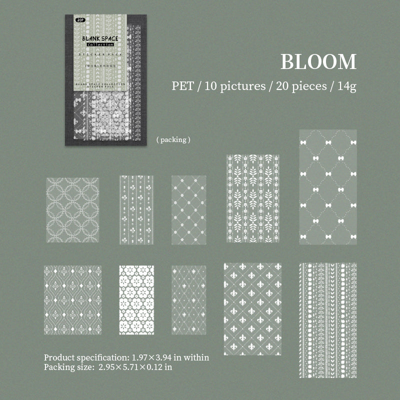 260316 Blank Space PET Sticker -20Pcs each pack
