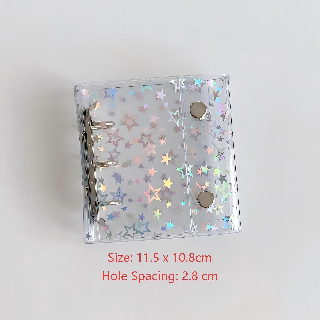 A8 Laser Stars Clear Binder With Button *not contain insert pages
