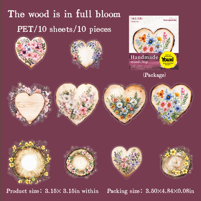 0529 Wood pile and plants PET Sticker -10Pcs each pack