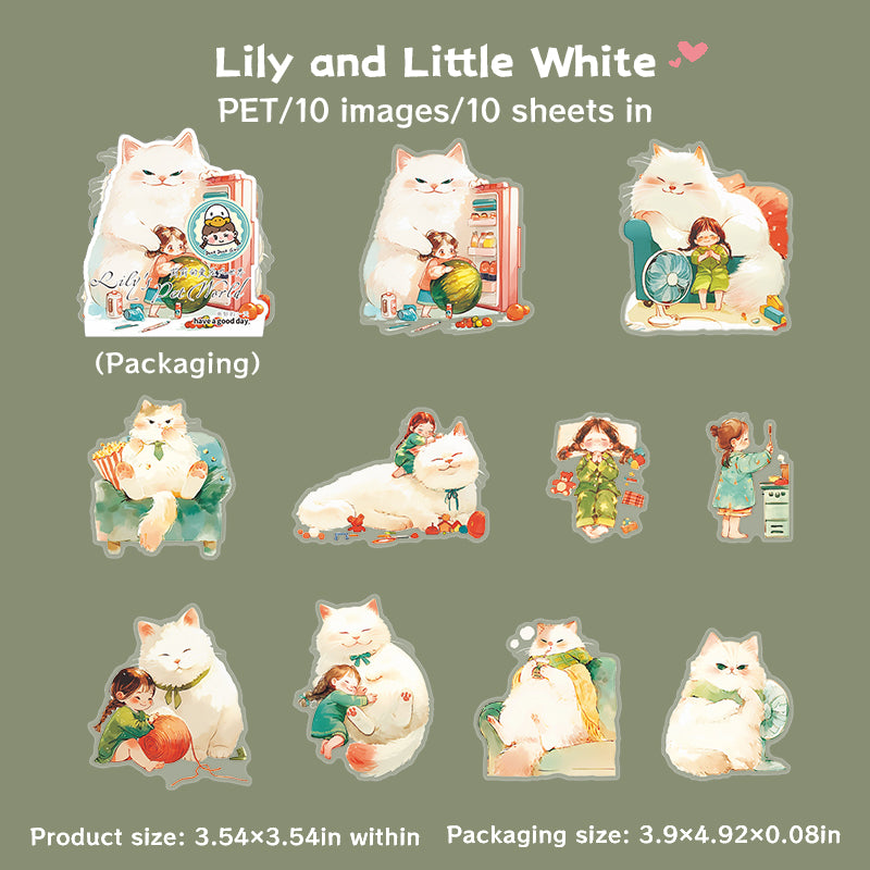0731 Girl and pet PET Sticker -10Pcs each pack