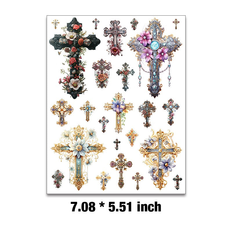 E-81- Cross collection Embossed sticker 1 Pcs – Goodiesforsoul