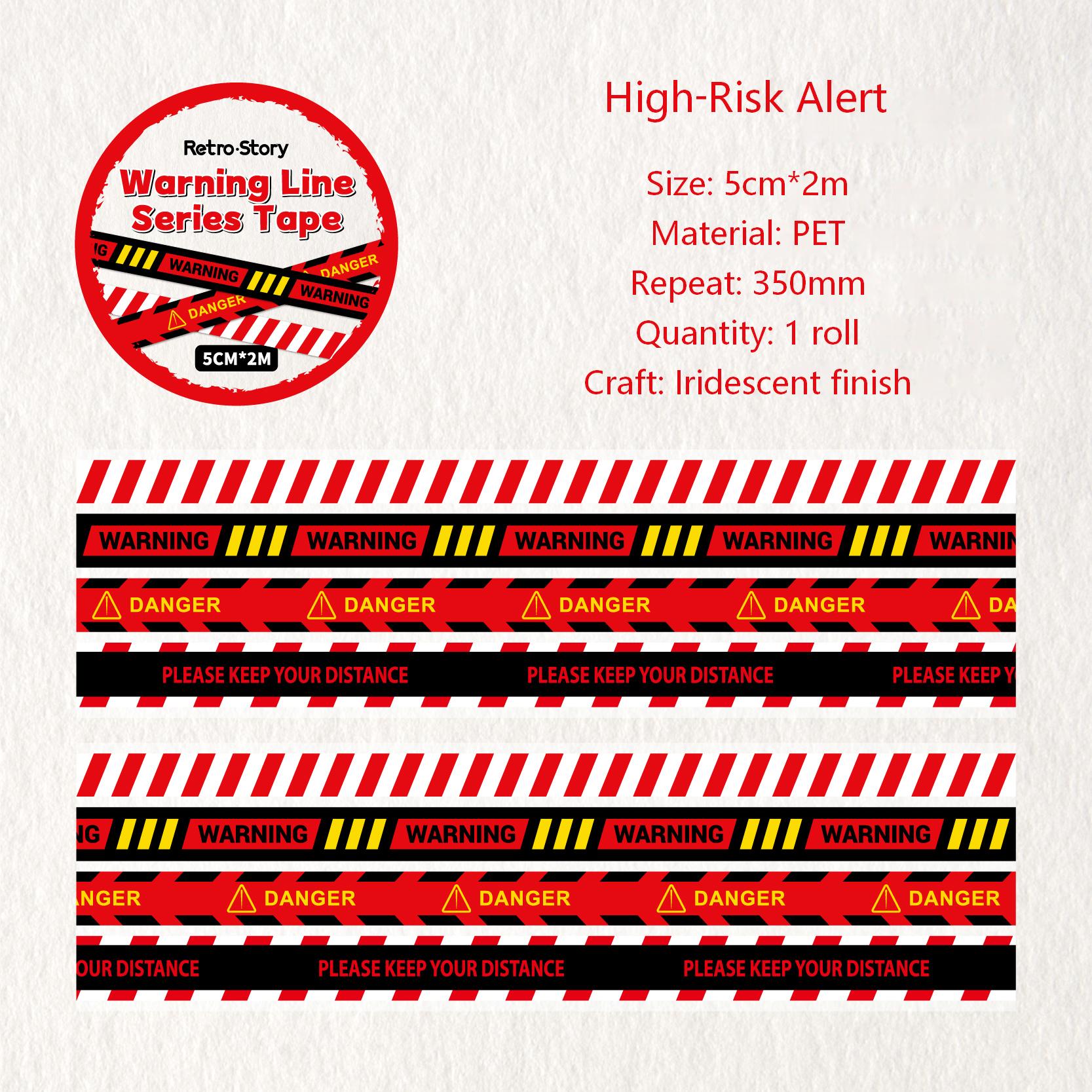 Vintage Warning Tape PET Tape (5cm x 2m)