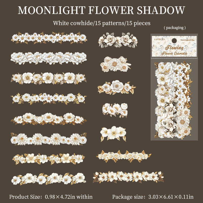 0923 Flowers Solid Sticker -15Pcs each pack