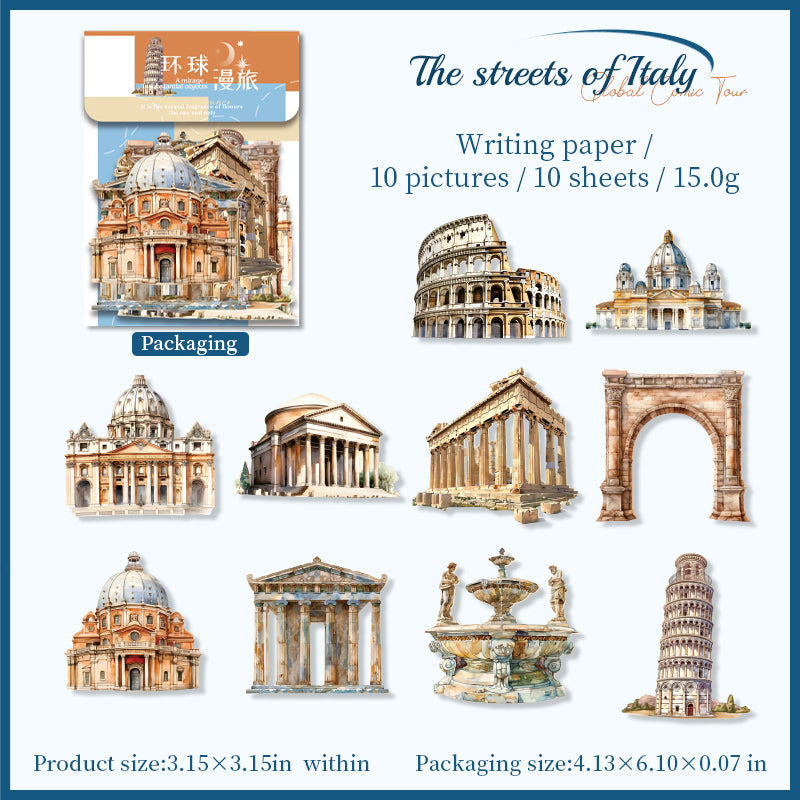 0621 Around the world cardstock Sticker -10Pcs each pack