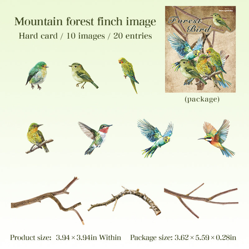 1225 Forest bird cardstock sticker -20Pcs each pack
