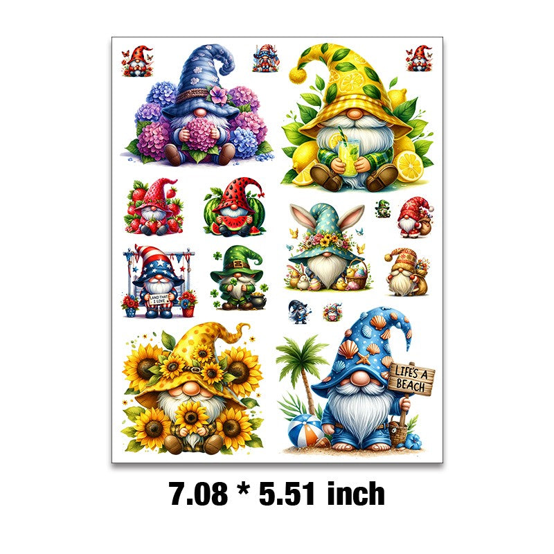 E-82- Gnome collection Embossed sticker 1 Pcs