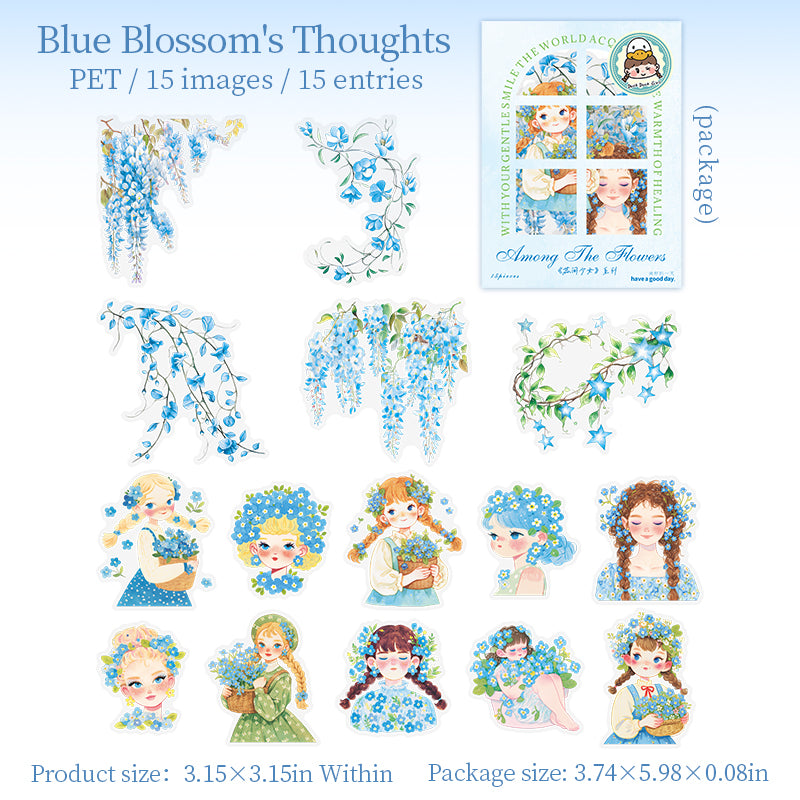 0630 Flowers and girls PET sticker -15Pcs each pack