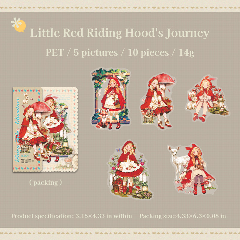 0726 Fairy tale girl PET Sticker -10Pcs each pack