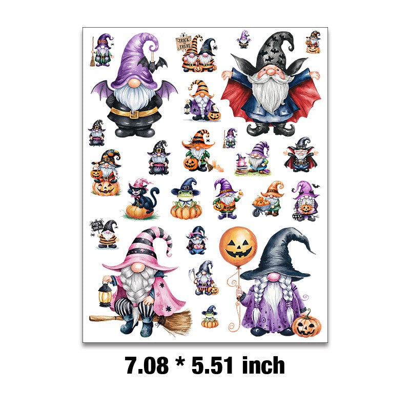 E-83- Halloween gnome Embossed sticker 1 Pcs