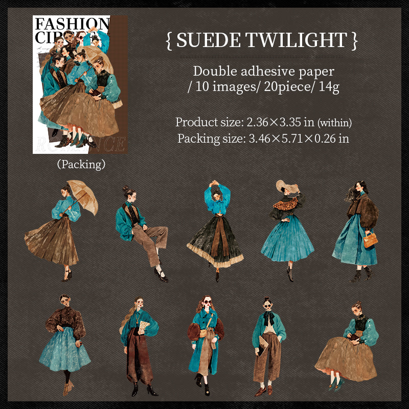 0823 Vintage fashion girls Sticker -20Pcs each pack