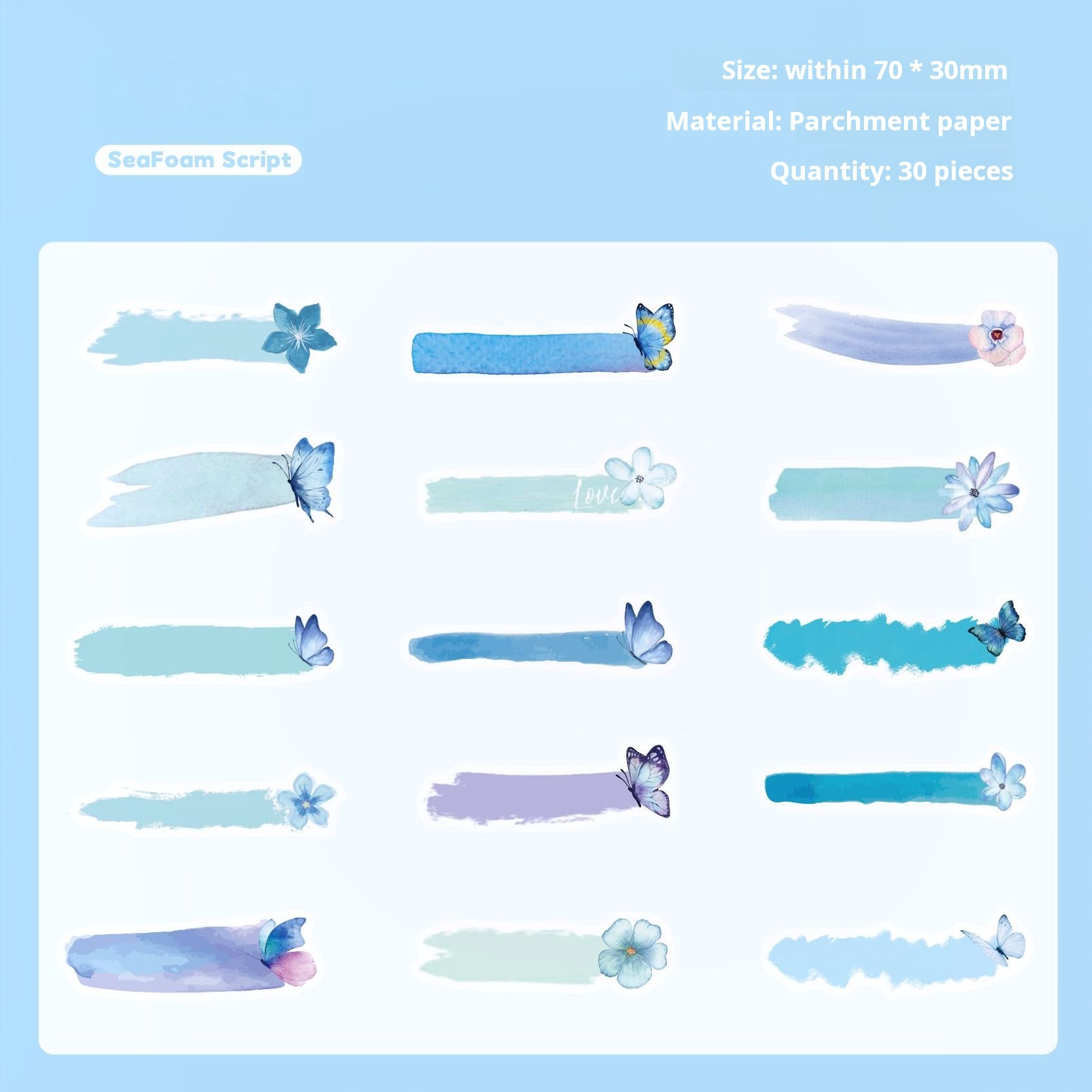 0918 Butterfly Notes vellum Sticker -30Pcs each pack