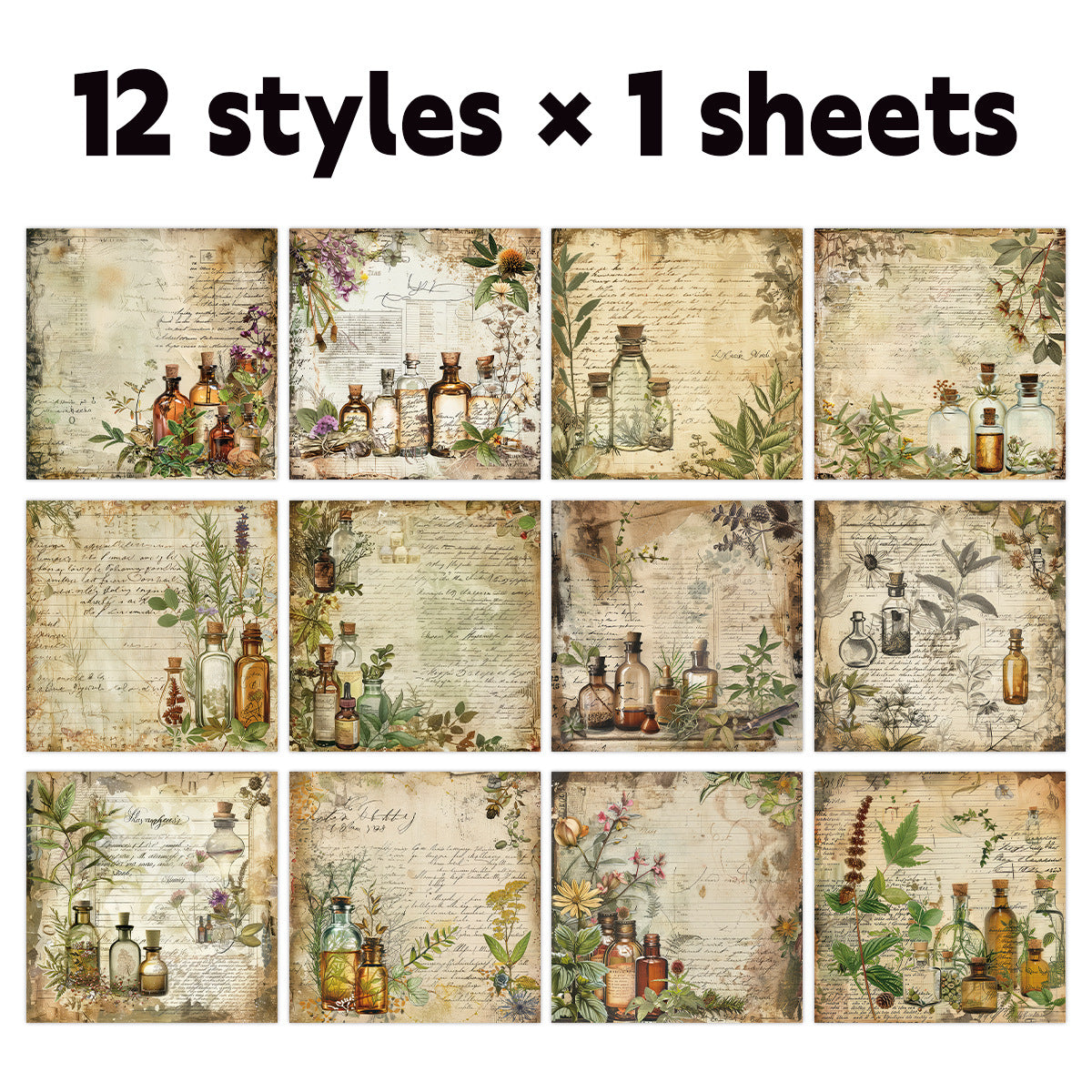 0804 Vintage Pharmacist background paper -12Pcs each pack