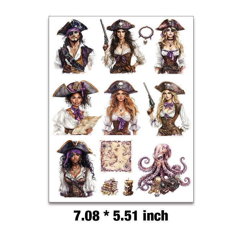 E-165- Pirate Adventure Embossed sticker 1 Pcs