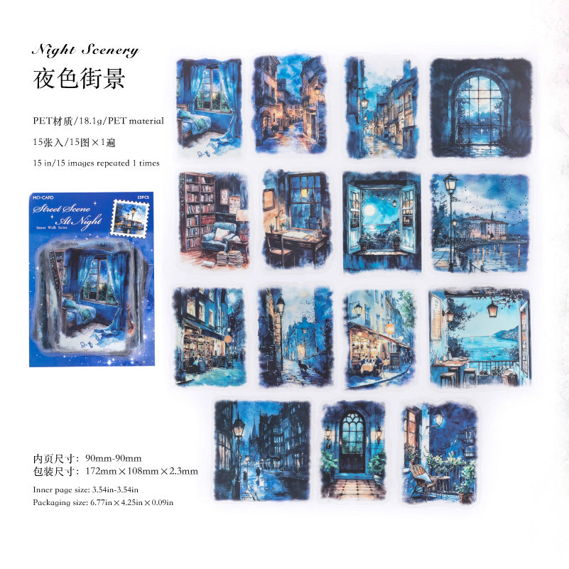 0516 Street Walking PET Sticker -15Pcs each pack
