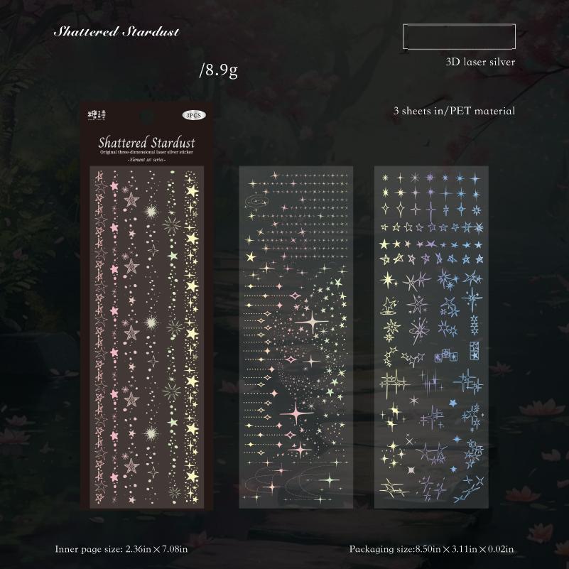 0920 Laser material PET sticker -3Pcs each pack