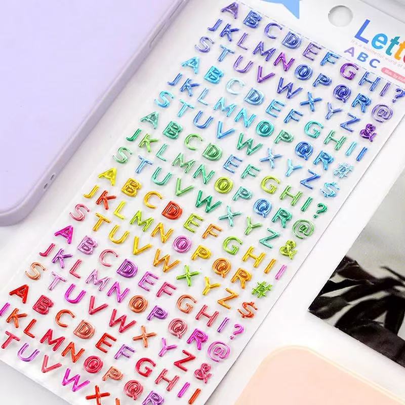 0622 3D Colored letters Stickers -1Pcs each pack