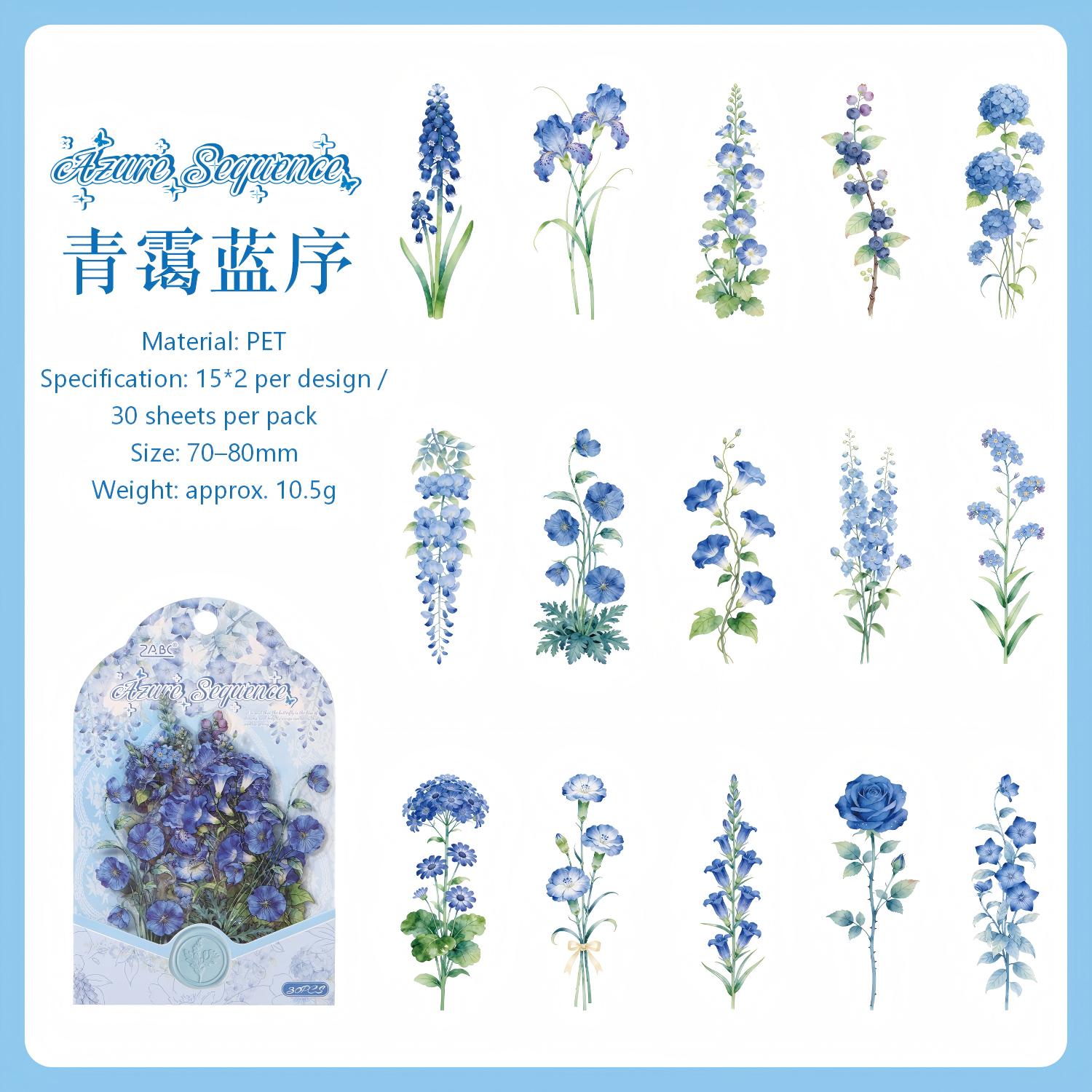 Colorful Flowers PET Stickers -30Pcs each pack