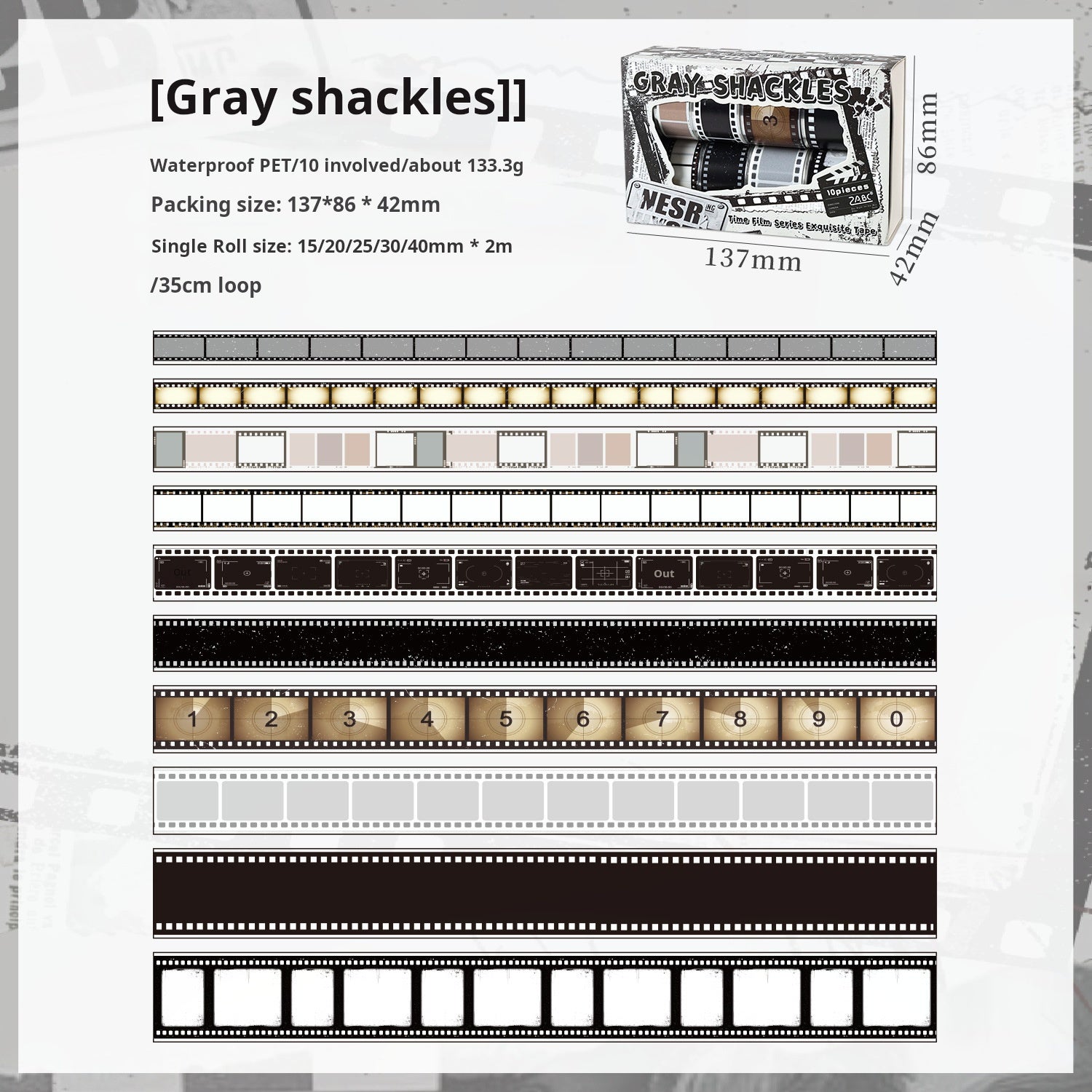 1111 Vintage PET Tape Set 10 rolls