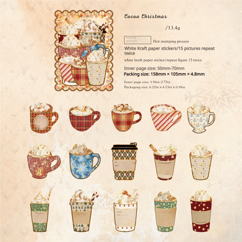 0815 Christmas labels Solid Sticker -30Pcs each pack