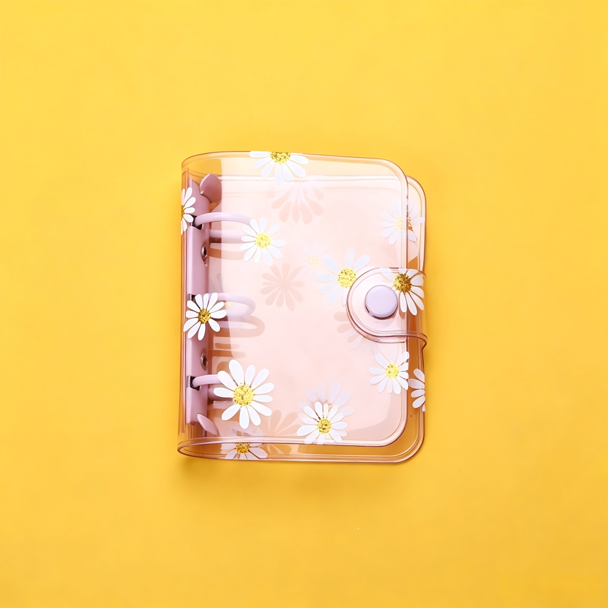 Mini Daisy clear binder with button *not contain insert pages