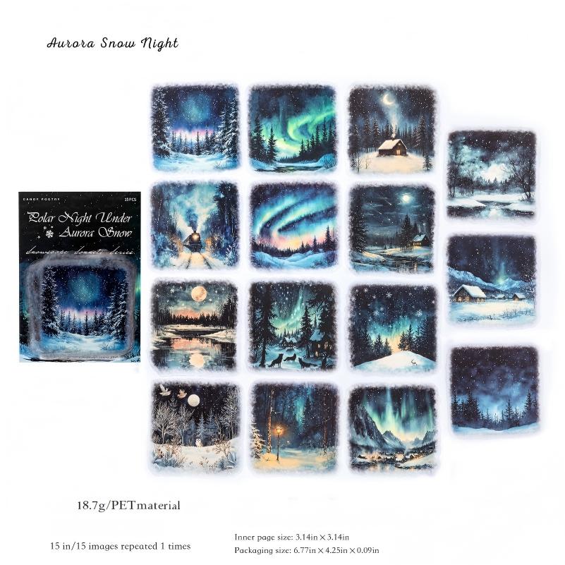 1215 Snow scene PET sticker -15Pcs each pack