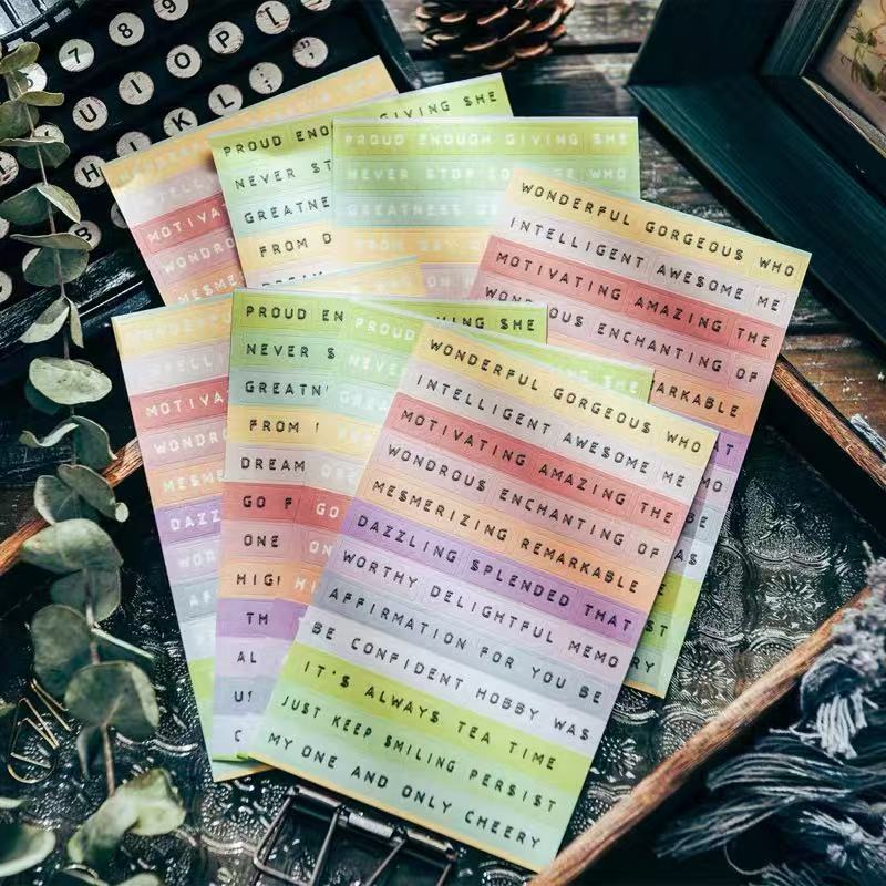 Vintage Art Font Quote Stickers -8Pcs each pack