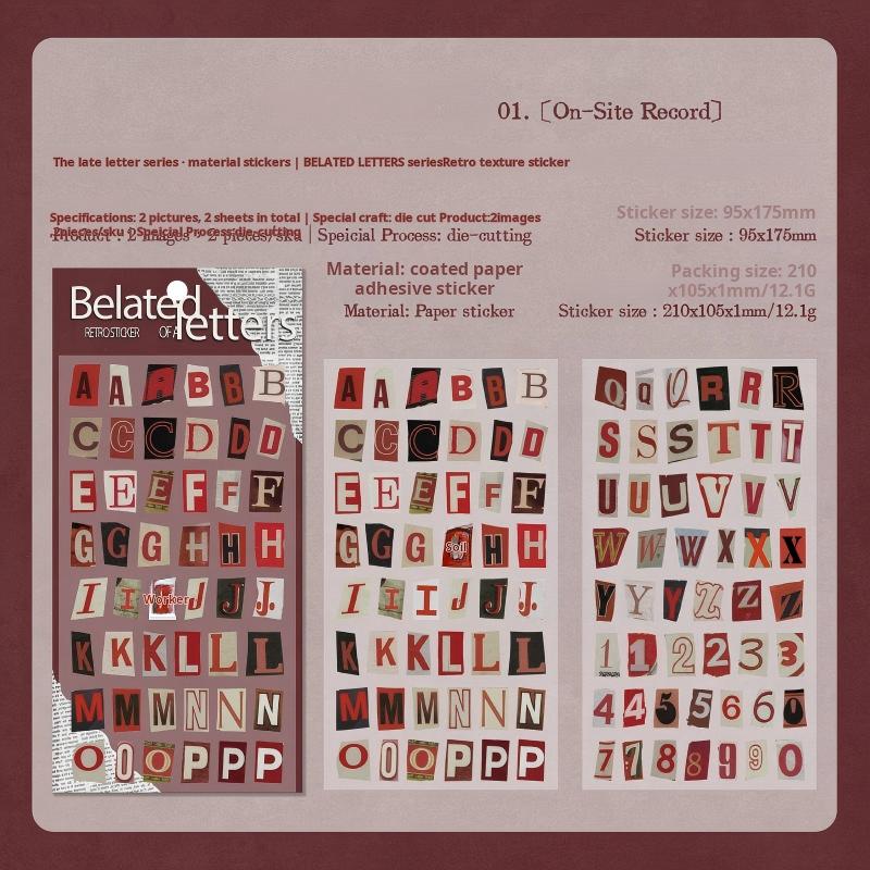 1203 Belated letter sticker -2Pcs each pack
