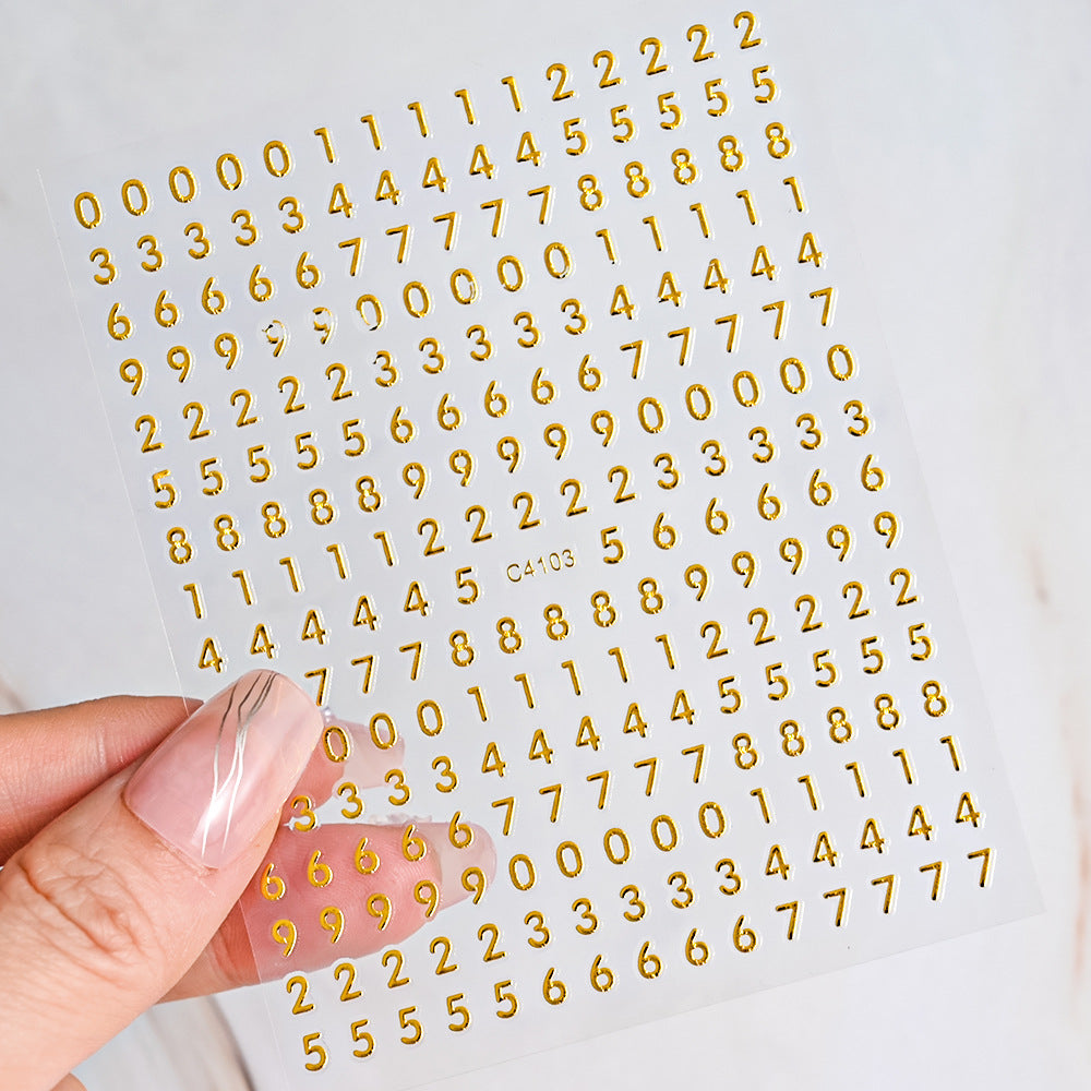 0821 M190- Number Embossed Mini sticker 1 Pcs