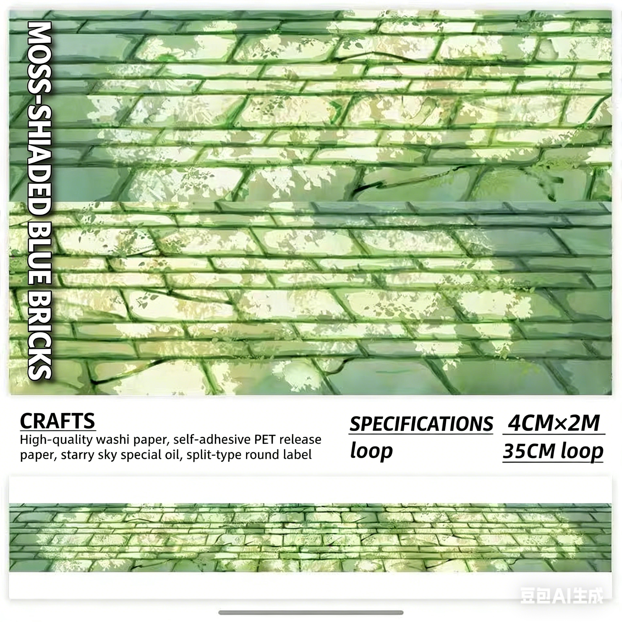 260116 Moss bricks Washi Tape -4cm*2m