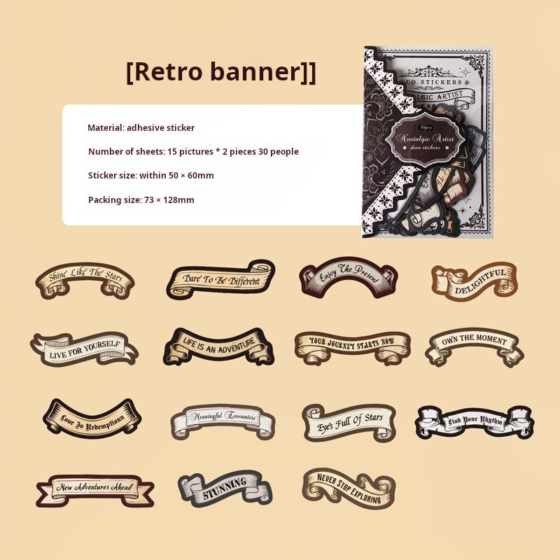 0802 Nostalgic artist paper Sticker -30Pcs each pack
