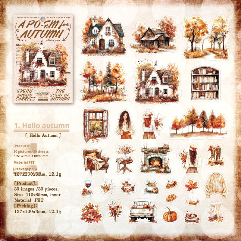 1104 Autumn PET sticker -30Pcs each pack