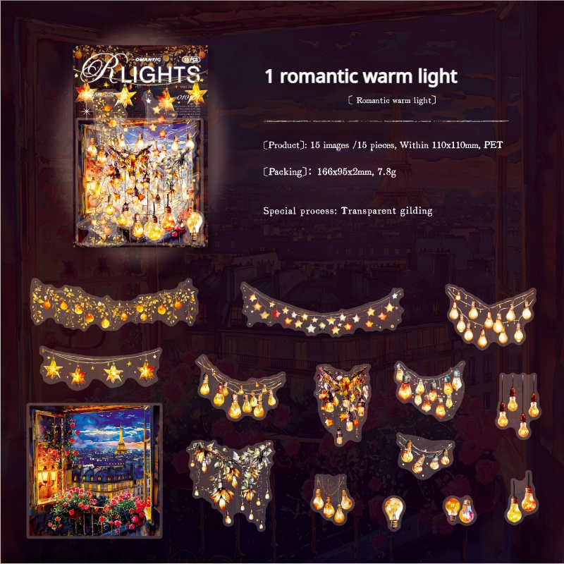 0709 Lights PET sticker -15Pcs each pack