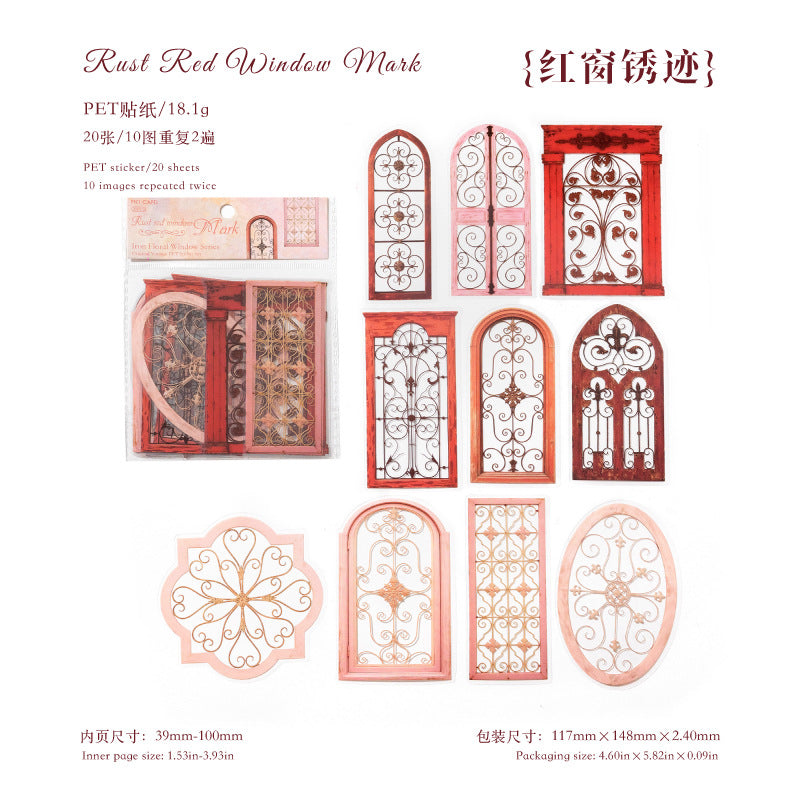 Iron Flower Window PET Stickers -20Pcs each pack