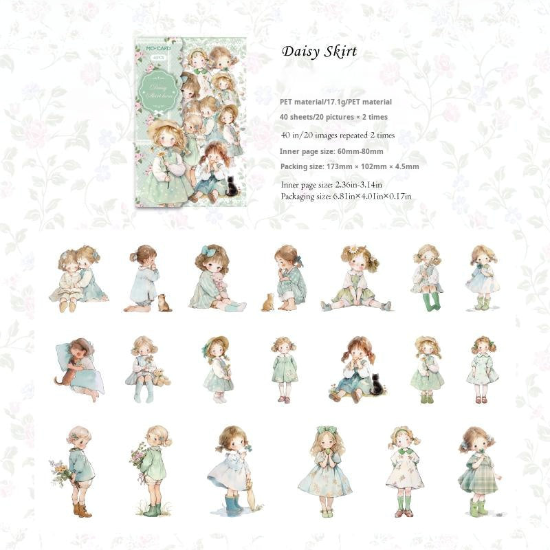 0626 Little girl PET Sticker -40Pcs each pack