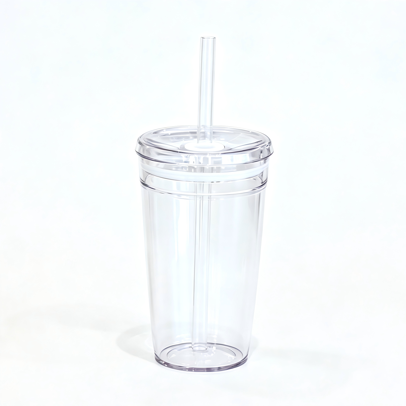 16oz Blank Clear Acrylic Tumbler with Lid & Color Straw – Perfect for Vinyl DIY