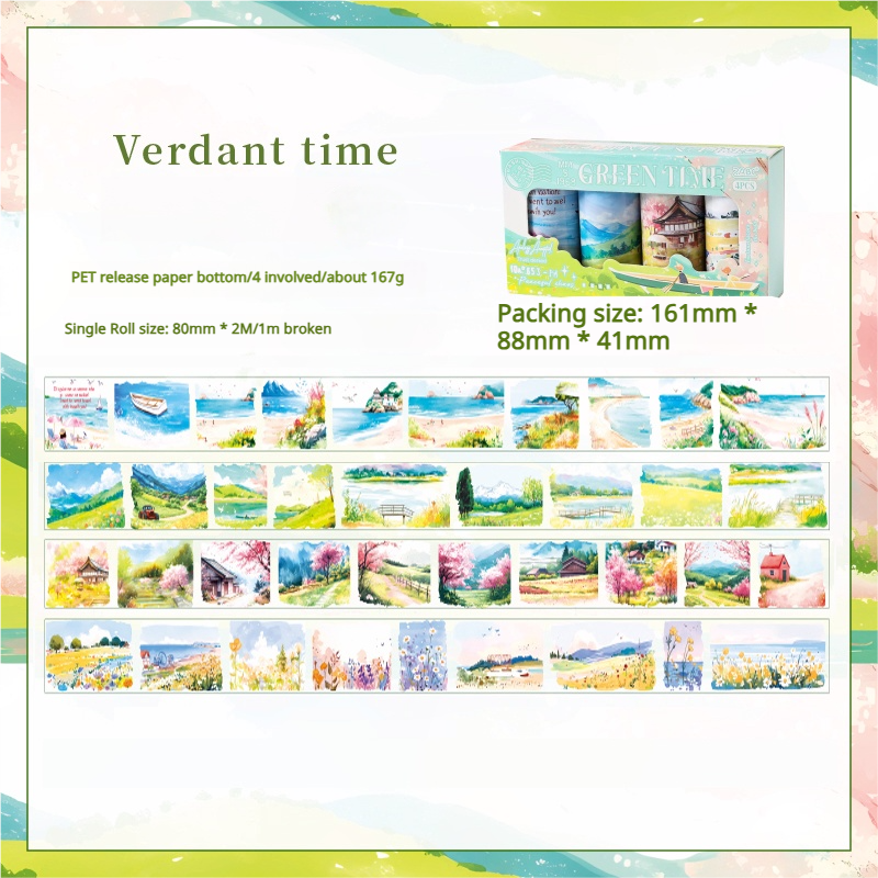 0717 Scenery PET Tape Set 4 rolls 8cm*2m