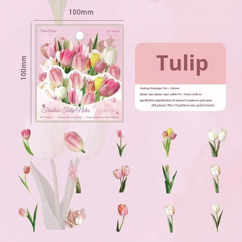 0621 Flower plant PET Sticker -30Pcs each pack