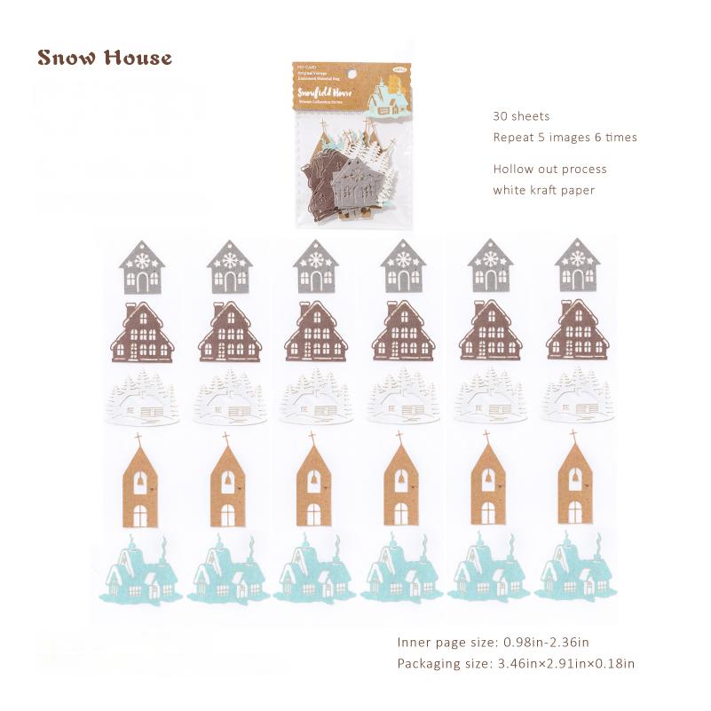 260105 Winter collection die cut Solid paper -30Pcs each pack