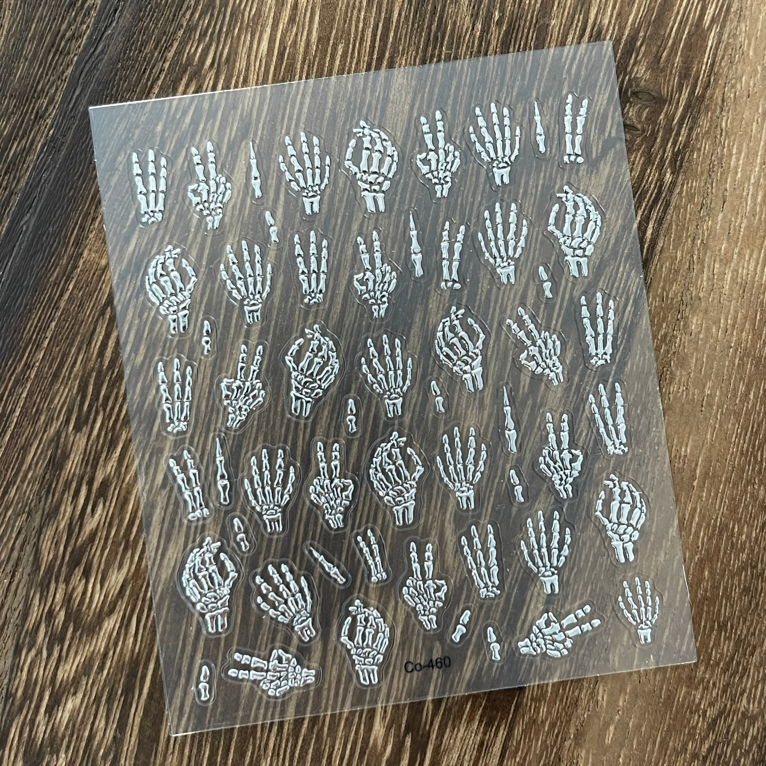 1011 M238- Hand bones Embossed Mini sticker 1 Pcs