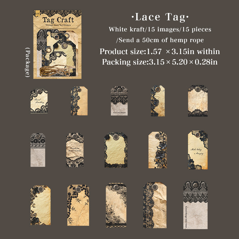 1126 Label handmade cardstock sticker -15Pcs each pack