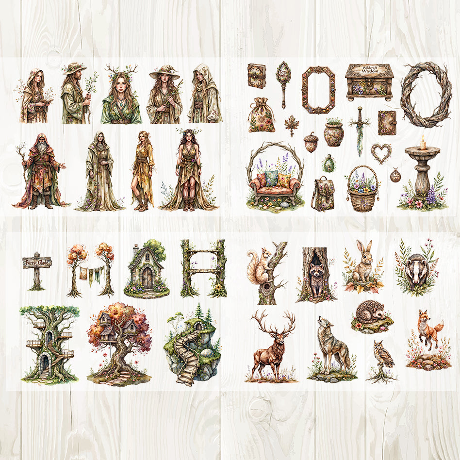 A4 The Enchanted Forest matte PET pre-cut large sticker 1 pack 4 sheets