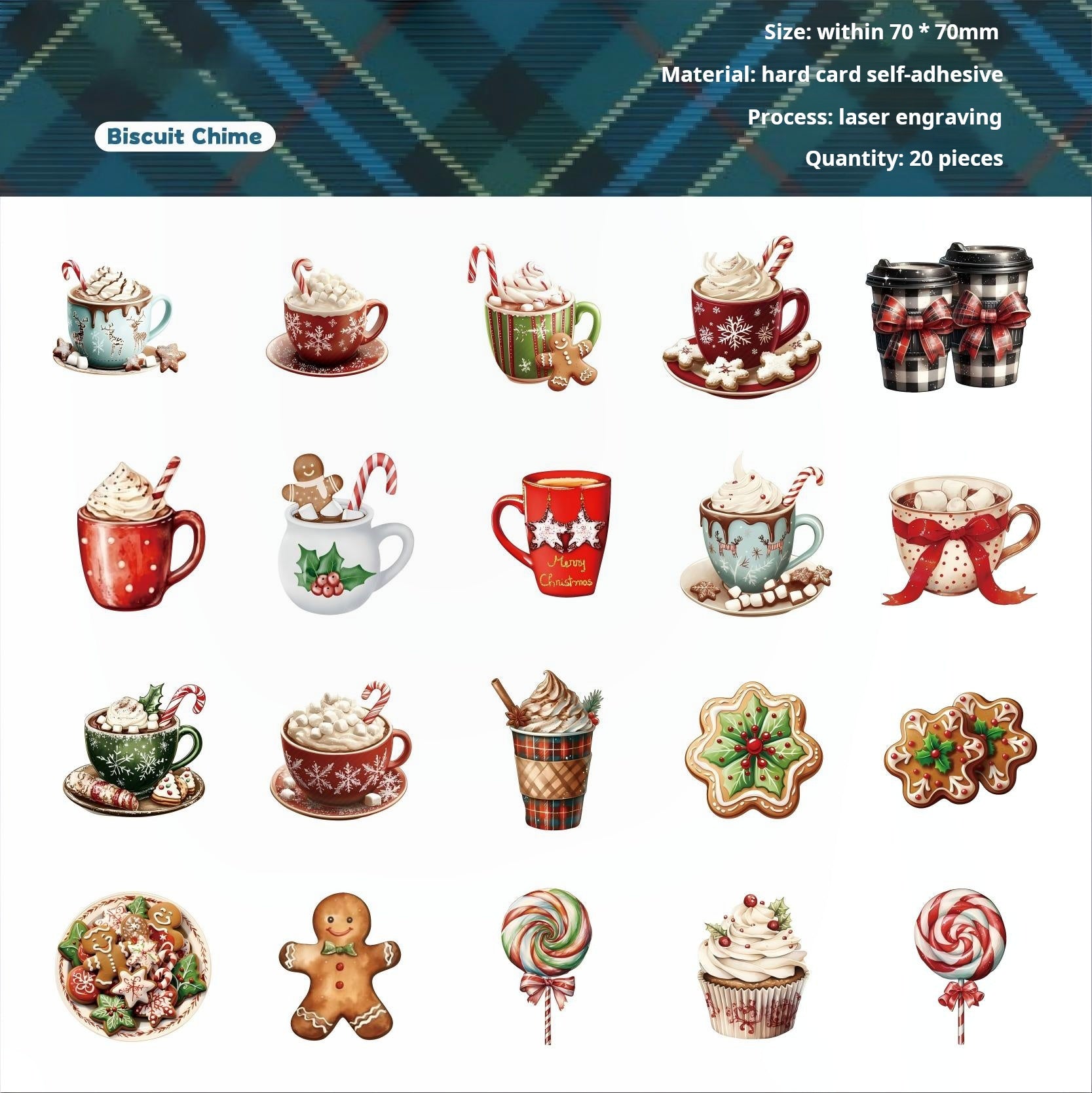 0926 Christmas cardstock Sticker -20Pcs each pack
