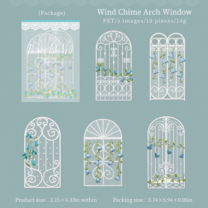 Flower Isle Veil PET Stickers -10Pcs each pack