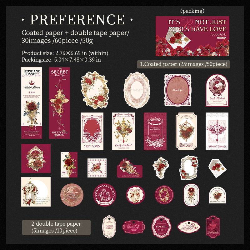 0914 Rose label Sticker -60Pcs each pack