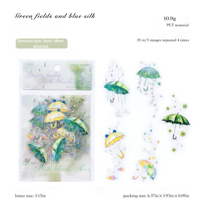 0828 Umbrella PET Sticker -20Pcs each pack