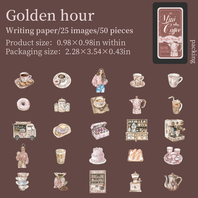 0823 Mini coffee Sticker -50Pcs each pack