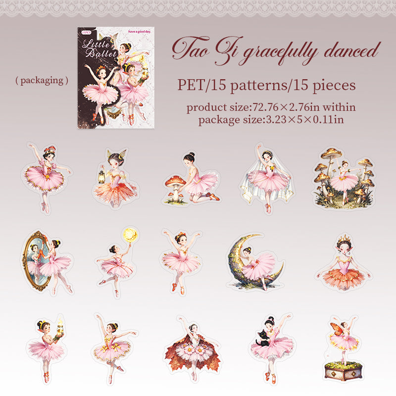 Little Ballet PET Stickers -15Pcs each pack
