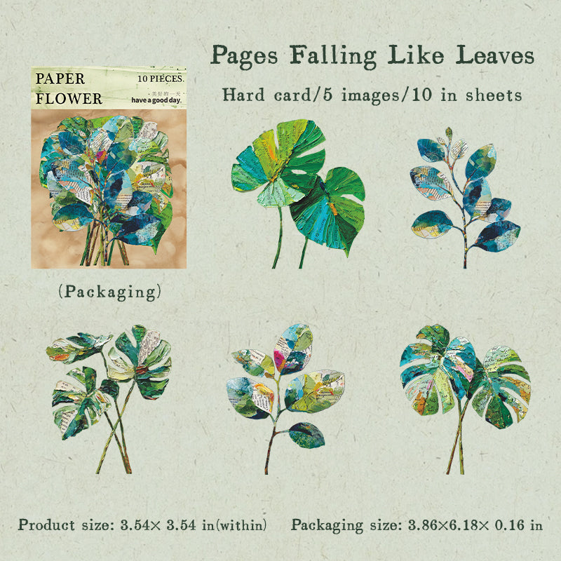 0826 Vintage plant cardstock Sticker -10Pcs each pack